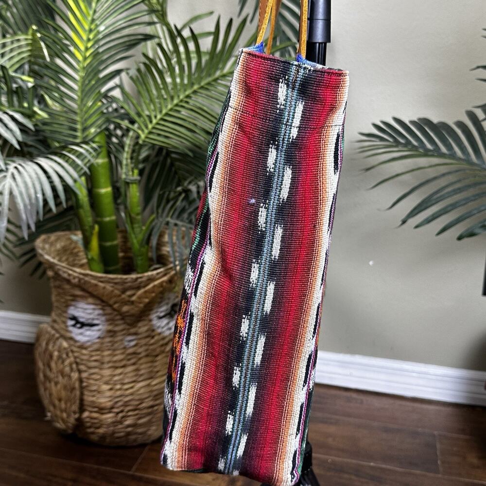 Nena & Co. Tote Bag Woven Leather Tribal Aztec Guatemala Boho Southwest - Picture 11 of 14
